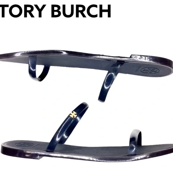 Tory Burch Women’s Navy Slip On Two Strap Jelly Slide Size 9M - Picture 5 of 6